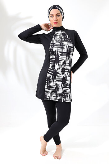 aykum LONG SLEEVE FULLY CLOSED LYCRAL PATTERNED TESETURY SWIMSUIT