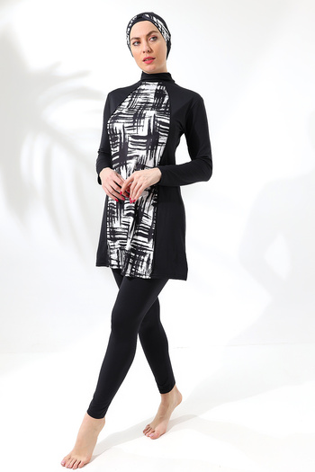 aykum LONG SLEEVE FULLY CLOSED LYCRAL PATTERNED TESETURY SWIMSUIT