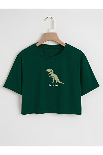 Ginevra Γυναικείο μπλουζάκι Oversize Crew Neck Bite Me Printed Crop