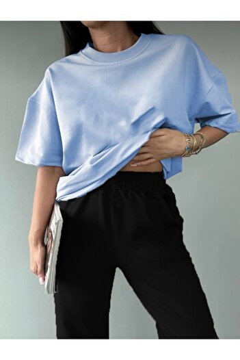 BYMEER Baby Blue Tshirt Μαύρο Φούτερ Jogger- Σετ φόρμας κάτω-κάτω