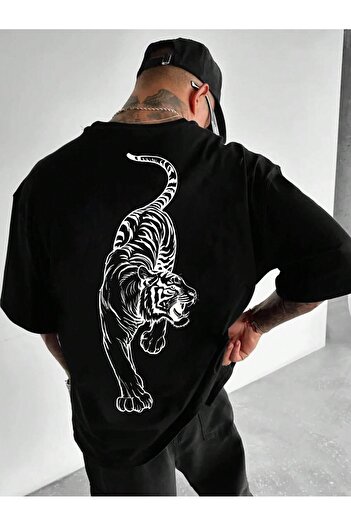 Revasser Unisex Γυναικεία/Ανδρική TIGER Πολύχρωμη προσαρμοσμένη στάμπα, βαμβακερή χτενισμένη λαιμόκοψη