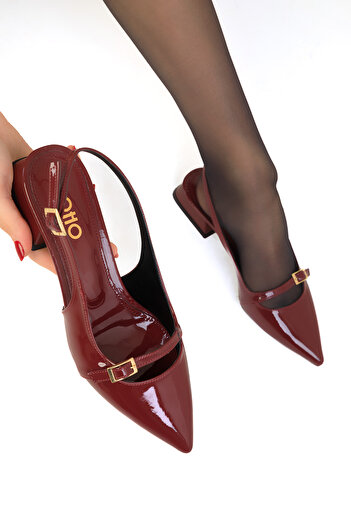 SOHO Claret Red Patent Leather Women's Classic Heeled Shoes 18889