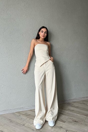 Seda Yalçın Atelier Beige Lace-up Waist Wash Detailed Trousers