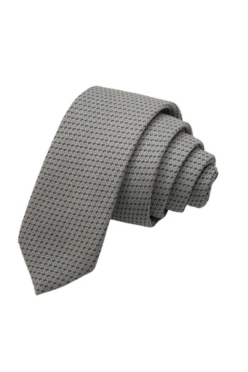 Elegante Cravatte White Color Checkered Pattern Cotton Fabric Tie and Pocket Handkerchief