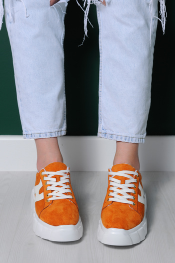Sibel Durmaz Flower Orange Sneakers