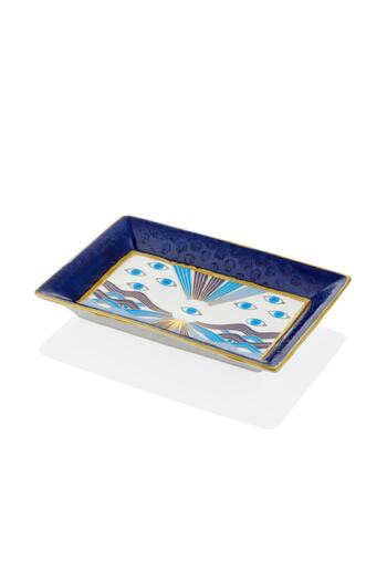 LAMEDORE Blue Eye Blue White Decorative Plate with Blue White Eye Detail