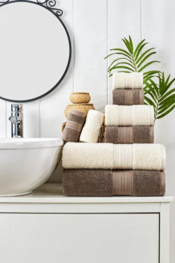TABEA HOME Rei 8-Piece Bathroom Set - 100% Cotton, Extra Soft, High Absorbency