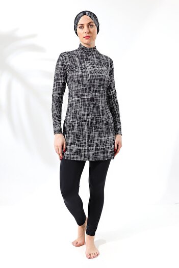 aykum LONG SLEEVE FULLY CLOSED LYCRAL PATTERNED TESETURY SWIMSUIT