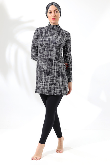 aykum LONG SLEEVE FULLY CLOSED LYCRAL PATTERNED TESETURY SWIMSUIT
