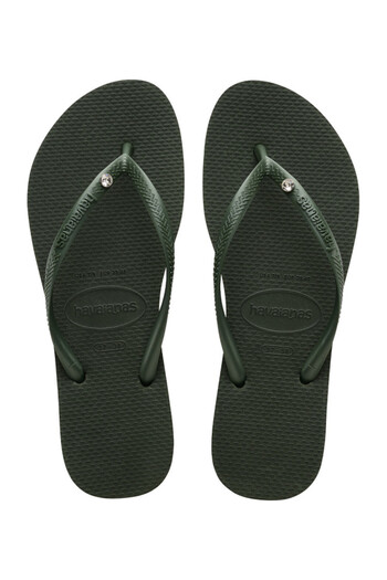 Havaianas Slim Crystal SW II Olive Green Slippers4145651-0458