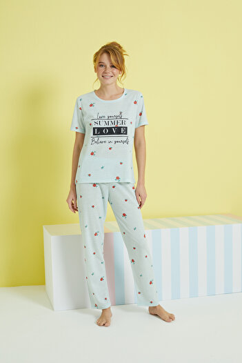 Siyah İnci multicolored Knitted Pajama Set