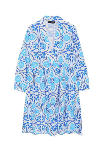 Quzu Kadın desenli easy wear elbise