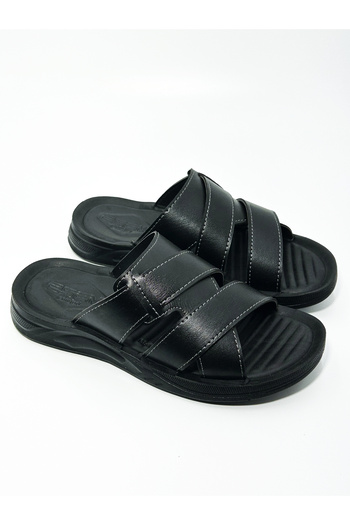 ZSHOES Ανδρικές Δερμάτινες Μαύρες/Μαύρες 40-45 Ορθοπεδικές Παντόφλες