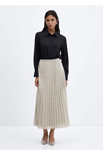 MANGO Woman Pleated glitter skirt