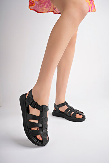 meyra'nın ayakkabıları Women's Black Caged Sandals