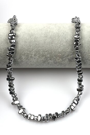 Sahra Silver Gray Colored Hematite String 4 x 8 mm Broken Model Cut