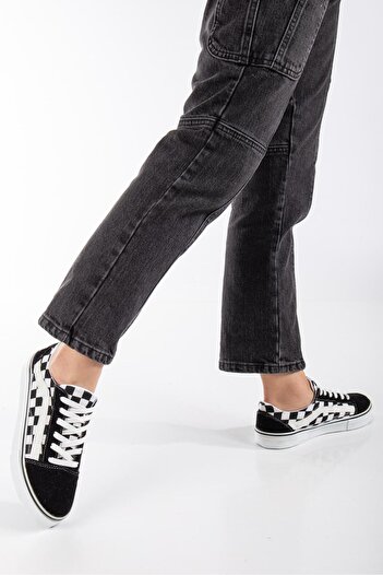 BY İMİS SHOES Unisex Damalı Keten Spor Ayakkabı