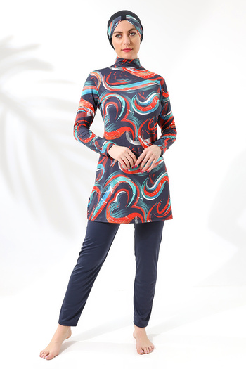 aykum LONG SLEEVE FULLY CLOSED LYcra PANT PATTERNED TESETURE SWIMSUIT