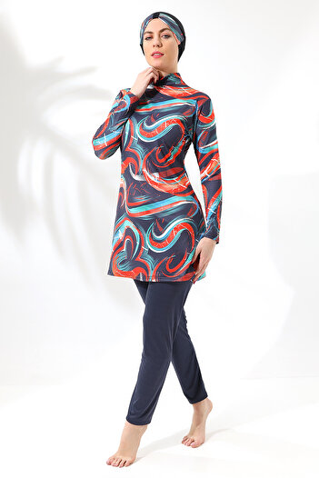 aykum LONG SLEEVE FULLY CLOSED LYcra PANT PATTERNED TESETURE SWIMSUIT