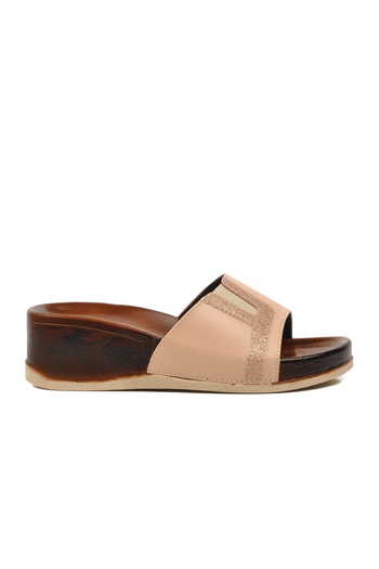 Pierre Cardin PC-7021 Cream Women's Wedge Heel Slippers