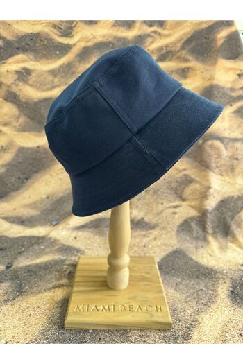 Miami Beach Navy Blue Solid Color Unisex Fisherman Hat