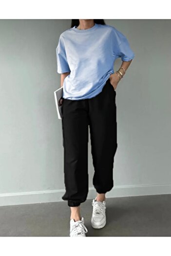BYMEER Baby Blue Tshirt Μαύρο Φούτερ Jogger- Σετ φόρμας κάτω-κάτω