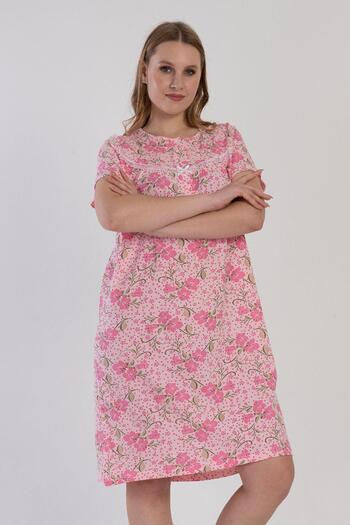 VİENETTA Women's Short Sleeve Pink Nightgown C0T8N3161