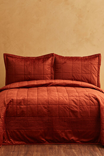 Karaca Home Odessa Mustard Velvet Bedspread - Double