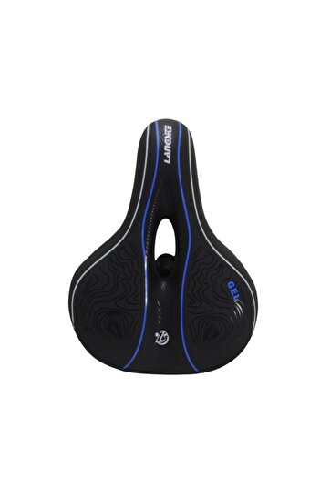 T.Concept Blue Patterned Black Bicycle Saddle - Wide Spring, Soft Texture Comfortable Coating