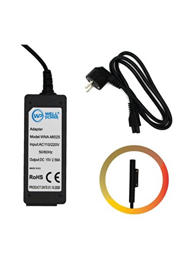 WELL POWER Mıcrosoft Uyumlu Notebook Laptop Adaptörü 15V 2.58A 44W / Surface Pro 3-4-5 Adaptör