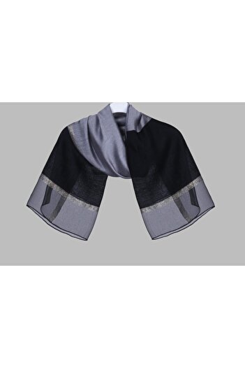 ARMANDA Grey-Black Double Color Silk Shawl