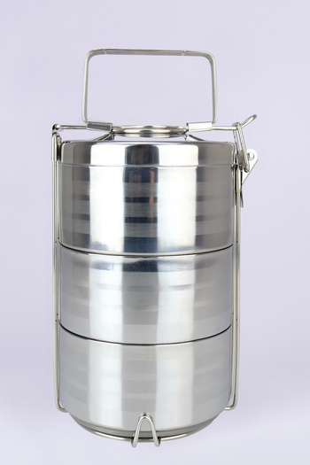 Digithome 3-Piece Steel Bowl Food Carrying Storage and Export Bowl for Business Office School Gray - YK1430