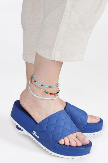 Jump 50001 Wedge Heeled Saks Blue Daily Women's Platform Slippers