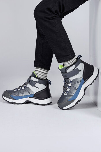 Jump 29194 Velcro High Top Gray - Indigo Blue Unisex Kids Sneaker Casual Sneakers