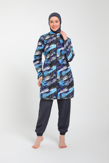 Chelly PATTERNED FULL COVER ZIPPERED TESETURY SWIMSUIT