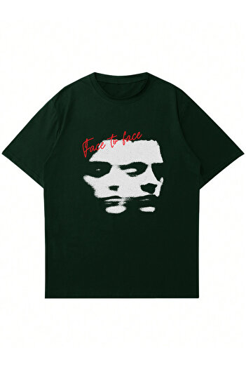 Mad&Calf Μπλουζάκι Unisex Face 2 Face Printed Crew Neck Oversize