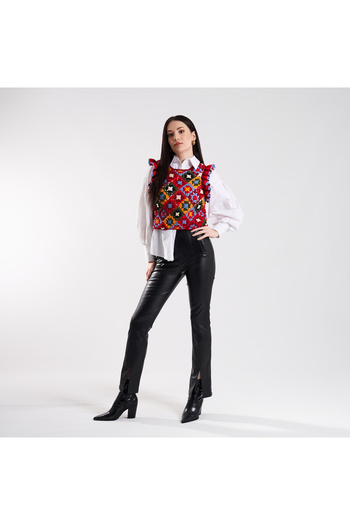 Daphnia Delfion Colorful Tuscany Knit - Frill Detailed Checked Sweater