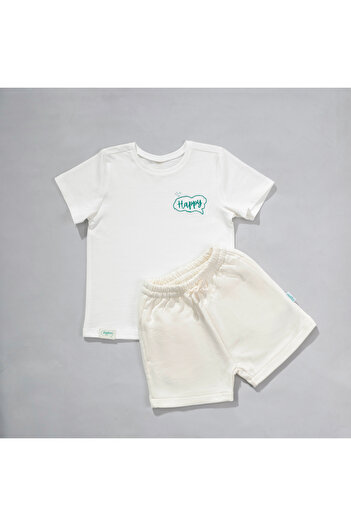 Zuppers 0-4 Years Ecru Organic Cotton T-Shirt and Shorts Set