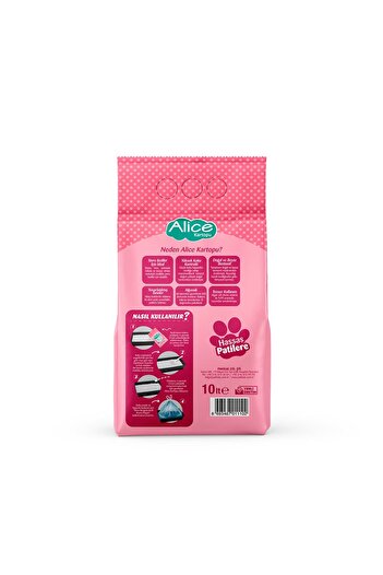 Alice Kartopu İnce ve Beyaz Taneli Pudra Kokulu Kedi Kumu 2x10 lt.