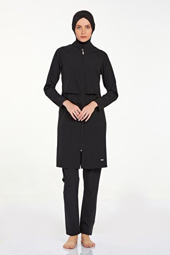 Adasea WATERPROOF PARACHUTE FABRIC LARGE SIZE SECENEKLI LONG SLEEVE TESETURE SWIMSUIT