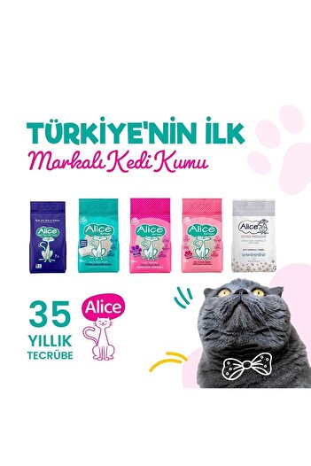 Alice Kartopu İnce ve Beyaz Taneli Pudra Kokulu Kedi Kumu 3x10 lt.