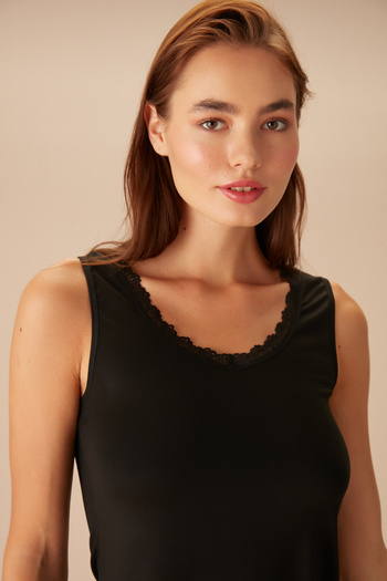 SUWEN Soft Touch Thick Strap Lace Tank Top