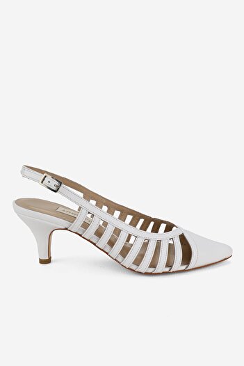 TUNAELLİ WOMEN'S WHITE GENUINE LEATHER THIN HEEL SHOES, NUMBER 35-41