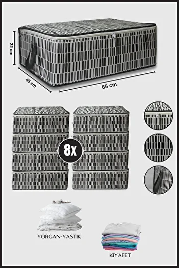 Nanteks 8 Pieces Zebra Large Size Underfloor Bag Clothes - Pillow Bag Organizer Storage Bag 65x45x22