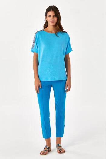 İKİLER Elastic Waist Pants with Snap Fasteners 024-2009