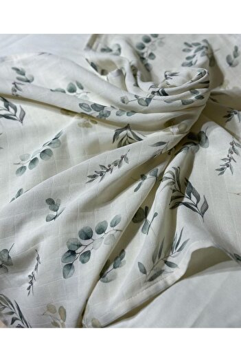 Nipperland NİPPERLAND 85*95 CM YAPRAK DESENLİ BATTANİYE SET müslin ve triko