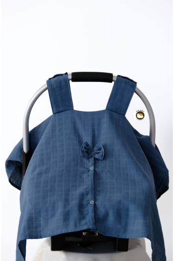 runbaby Run Baby Müslin Kumaş çıt Çıtlı Puset Örtüsü (PETROL MAVİ) 75x100cm