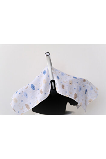 runbaby Run Baby Müslin Kumaş çıt Çıtlı Puset Örtüsü (BULUTLU DESEN) 75x100cm