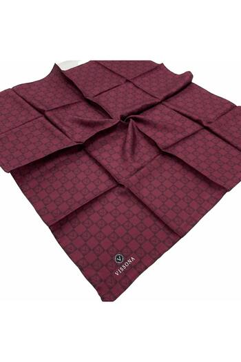 Vissona Plum-1 Checkerboard Pattern Tivil Silk Scarf 51495-0026