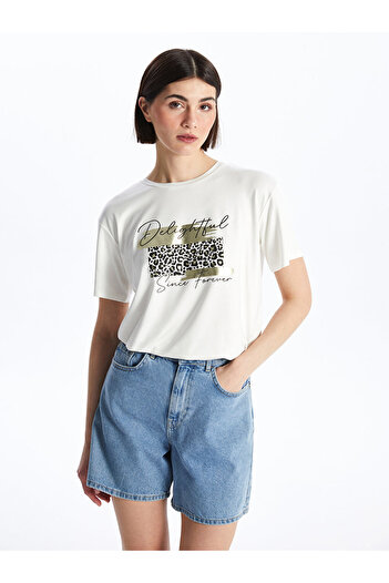 LC Waikiki Women's - Crew Neck Printed Short Sleeve T-Shirt
